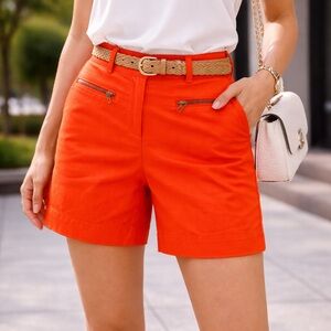 Michael Kors Bright Orange Zip-Pocket Tailored Shorts